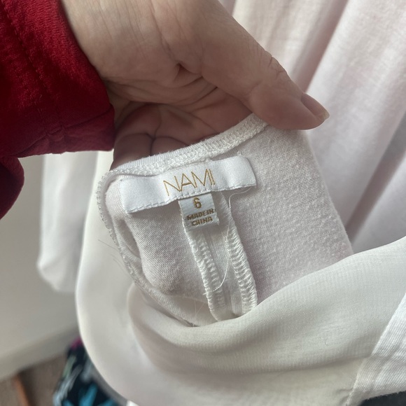 NAIM Sheer White LS Open Back High Low Top size 6 - Picture 3 of 3